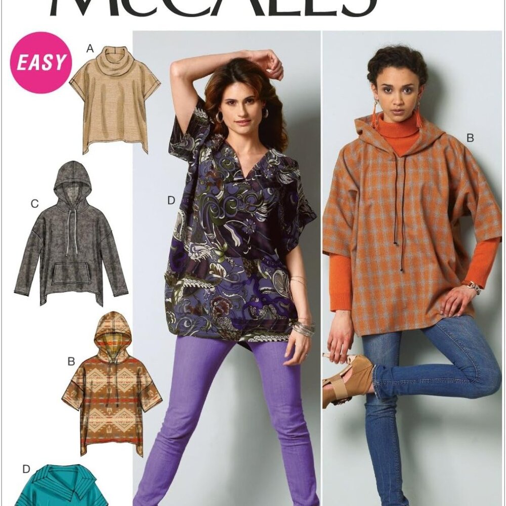 McCall's Sewing Pattern M6603 Misses Tops Oversized Pullover Tops  L Xl XXL